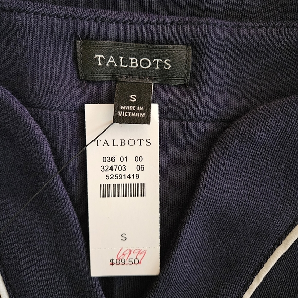 NEW! Talbots Navy Blue 3/4 V-Neck Dress Size S - Picture 6 of 6